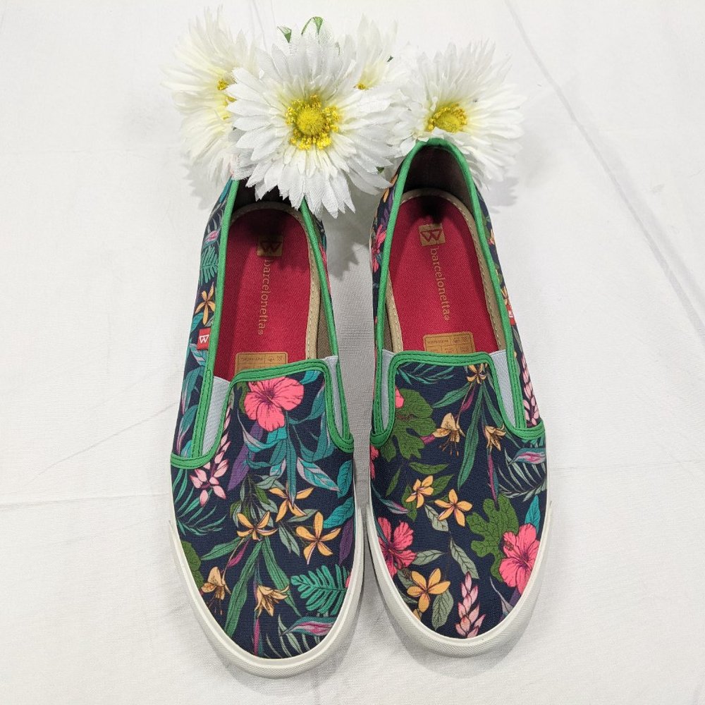 Barcelonetta Women's Floral Slip On Sneakers SZ 10 - Picture 2 of 8